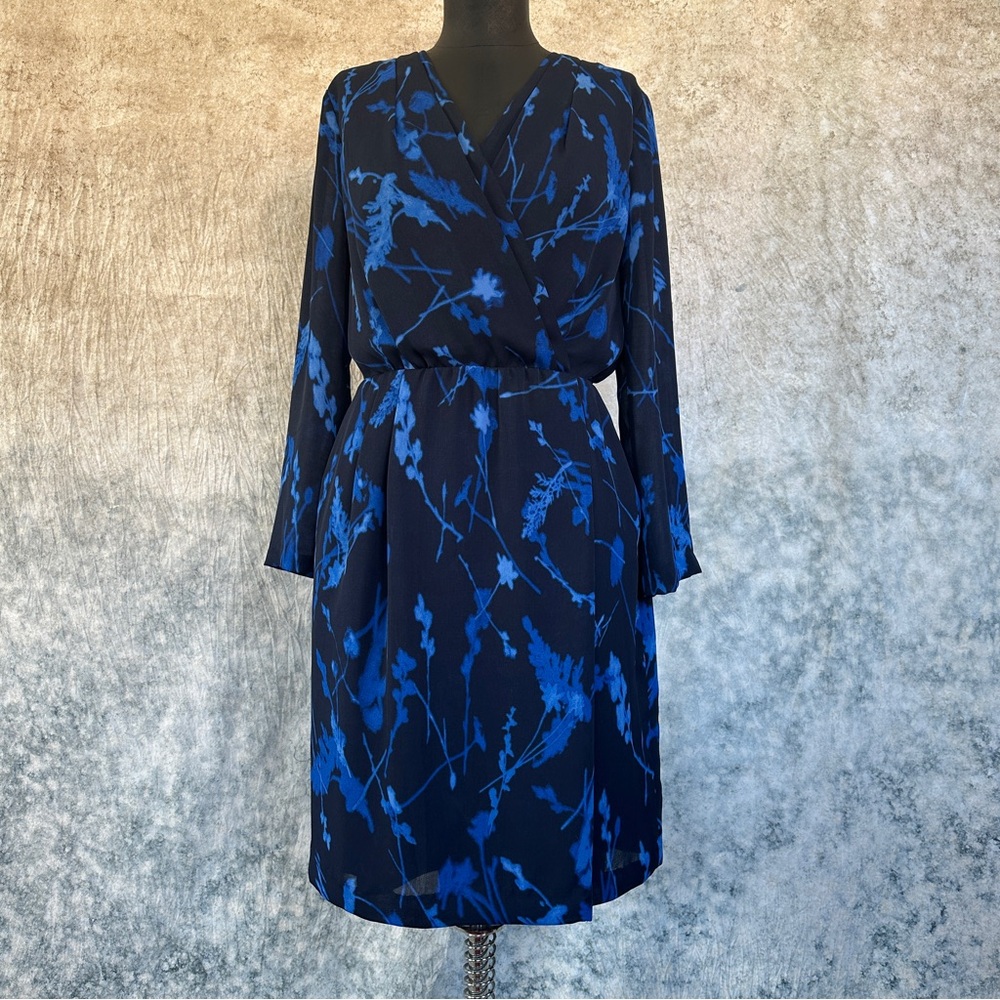 Banana Republic Navy and Cobalt Long Sleeve Dress